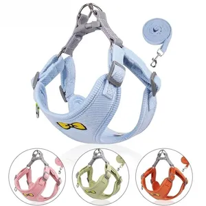 Set tali <span class=keywords><strong>Harness</strong></span> anjing peliharaan, rompi anjing sabuk dada korduroi untuk anak anjing kecil Medium, orang <span class=keywords><strong>Bulldog</strong></span> Perancis - Product Image 2