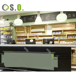 MDF ขายปลีกร้านขายยาที่ทันสมัยออกแบบเคาน์เตอร์อุปกรณ์ร้านขายยา