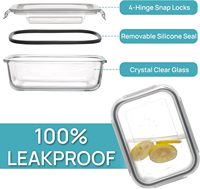 Ensembles de récipients de préparation de repas en verre de 22oz, récipients de stockage des aliments avec couvercles hermétiques, récipients à lunch en verre