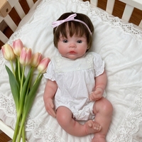 Realistische 18 Zoll / 45 CM Reborn-Babypuppen aus weichem Silikon mit handgewurzelten Haaren, waschbare weiche Spielzeugpuppe für Mädchen, pädagogisch wertvoll, inklusive Zubehör