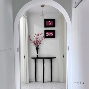 Mesa <span class=keywords><strong>Consola</strong></span> de Salón de Estilo Francés, Minimalista, de Lujo Ligero, de Madera Maciza Negra, Semicircular, Montada en la Pared, Ultra Estrecha - Product Image 2