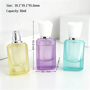 In Stock Screw-Top Frosted Macaron Perfume Dispensing Bottle Square Glass Portable Spray with <b>Reed</b> <b>Diffuser</b> - Product Image 3