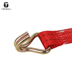 Cargo Lashing Strap Ratchet Tie Down Strap With Double J Hook Ratchet Belt For Car Carrier Strap