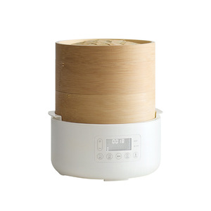 Cuiseur vapeur électrique Olayks à 2 niveaux en bambou avec minuteur pour cuire à la vapeur les pains et les petits-déjeuners - Product Image 5