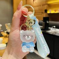 Porte-clés en gros avec breloque mignonne en forme d'ours de dessin animé pour sacs, téléphones portables, clés de voiture - Accessoire cadeau tendance pour couple