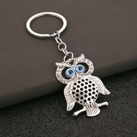 Porte-clés hibou œil porte-bonheur tendance, chaînes de sac protectrices mystiques, porte-clés durable, pendentif en alliage ton argent antique, amulette, cadeaux pour amoureux