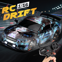 Coche RC de simulación de alta velocidad Zhorya 1:16 4WD con control remoto, luces y pulverizador para drifting