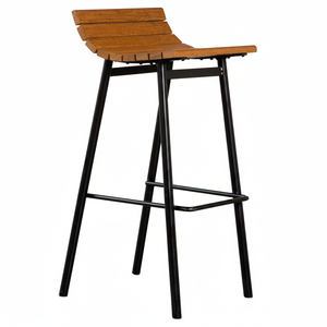 Tabouret de bar moderne en acier et cuir pour usage extérieur et hospitalier, chaise de bar commerciale avec cadre métallique durable - Product Image 1