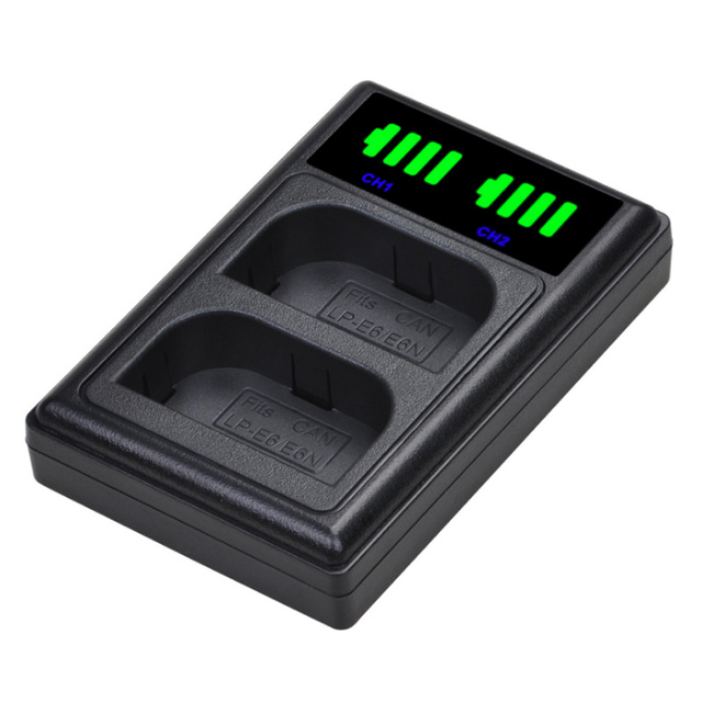 LP-E6 LP-E6N LP E6 LCD USB Dual Battery Charger TyPe C for Canon EOS 6D 7D 5D Mark II III IV 5D 60D 60Da 70D 80D 5DS 5DSR