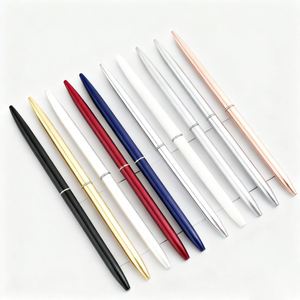 Stylo bille fin en métal rose doré de luxe, avec logo personnalisé pour cadeaux, papeterie de bureau - Product Image 1