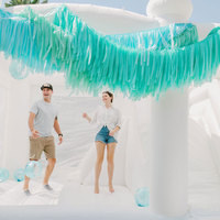 Pvc matériel fête blanc commercial location gonflable videur mariage haute qualité 6ft rebond maison bambin adultes sauter maison