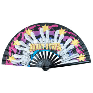 13 дюймов большой логотип из бамбука танцующий щелчок ручной складной веер с индивидуальным принтом нарисованная тема пирамиды громкий шум свадьбы - Product Image 3