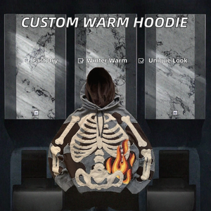 Custom Embroidered Men's Hooded Sweatshirt <b>Sherpa</b> <b>Lined</b> Pullover Hoodie Casual Winter Streetwear - Product Image 2