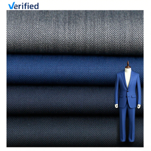 Vải may vest nam cao cấp kiểu xương cá, chất liệu len worsted 50% len 50% polyester, dệt kiểu Ý, thích hợp cho mọi mùa. - Product Image 1