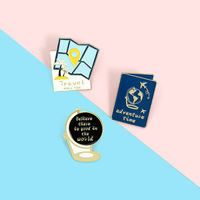Épinglette de revers en métal personnalisée, carte du monde, badge, broche de dessin animé, cadeau pour les amateurs de voyage, globe en émail pour sac, vêtements