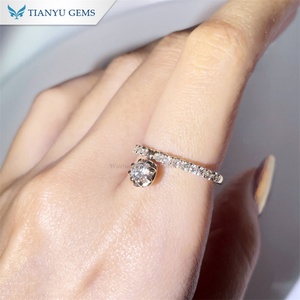 Tianyu Gems 4,2mm Round Lab Diamond DEF VS1 14K Anillo de compromiso de oro amarillo para mujer - Product Image 4