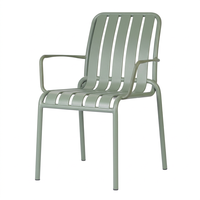 Chaise de jardin d'extérieur en aluminium, fauteuil de patio en métal à lattes, revêtement poudré, empilable, pour cour et hôtel