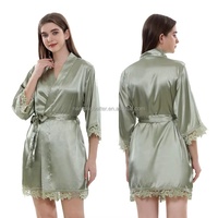 Robe de mariée et de demoiselle d'honneur de luxe en satin de soie, douce et lisse, avec bordure en dentelle, longueur genou, disponible en 16 couleurs, expédition immédiate