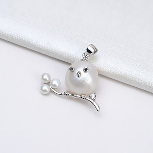 Colgante de Plata S925 con Diseño Barroco de Pájaro y Perla Alienígena, Bandeja Vacía de Jade para DIY, Accesorio para Joyería Artesanal - Product Image 2