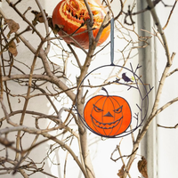 Décoration de porte d'Halloween en fer forgé en forme de citrouille, faite à la main, durable, pour intérieur