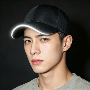 Gorra de Béisbol de 6 Paneles con Visera Curva Reflectante, Secado Rápido, Poliéster/Algodón, Logotipo Personalizado, Deporte al Aire Libre, Seguridad Nocturna - Product Image 1