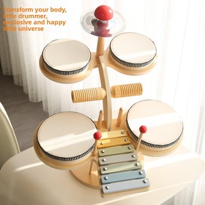 Juego de baterí<span class=keywords><strong>a</strong></span> de Jazz de madera Montessori para niños, aprendizaje Musical educativo con instrumento multifuncional para juguete de desarrollo temprano - Product Image 3