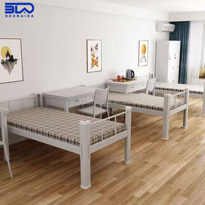 เตียงสองชั้นแบบเต็มโครงสร้างโลหะ พร้อมบันไดที่ปลายและโครงเสริมกันสั่น - Product Image 2