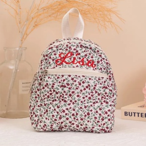 Mochila Personalizada Adorable con Cierre, Mochila de Algodón con Monograma Floral para Mujer, Mochila Acolchada Delicada - Product Image 6