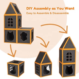 Multifuncional <span class=keywords><strong>DIY</strong></span> montar gato casa mascota escondite Casa de juego Torre condominio interactivo gato nido cama - Product Image 3