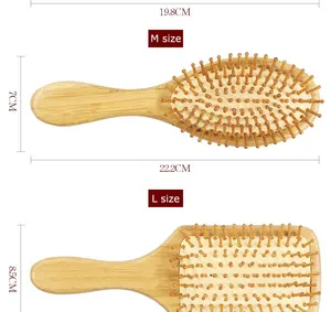 OEM Logo Natural Hair Makeup Brush Set Stock Bamboo Comb Hairbrush