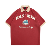 Polos sueltos de malla de piqué de algodón de estilo universitario personalizados con logotipo bordado para hombre