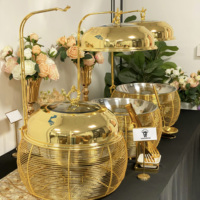 Equipo de Restaurante de Lujo, Recipiente para Calentar Alimentos de Acero Inoxidable Dorado de 8 Cuartos, Equipo de Mantenimiento de Calor de Metal para Catering y Buffet