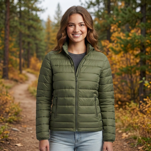 <b>Women</b> Lightweight Quilted Down <b>Jacket</b> <b>Warm</b> Puffer Coat With Stand Collar Zipper Pockets <b>Winter</b> Outerwear - Product Image 2