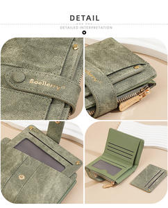 Cartera Pequeña de Lona Personalizada para Mujer, Billetera para <span class=keywords><strong>Dama</strong></span>, Porte Monnaie, Carteras Delgadas Bifold para Mujer, a la Moda - Product Image 6