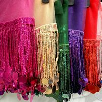 Plusieurs couleurs en stock : Dentelle à strass, paillettes, perles et pompons pour costumes de danse, sacs et décoration de couture