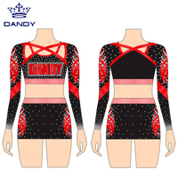 Uniformes de cheerleading personnalisés, nouveau design, sexy, noir et or, style Dandy