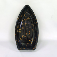 JY-87102 Extra große Sushi-Boote einweg-Sushi-Container aus Kunststoff schwarzfarbene Lebensmittelbehälter Kunststoff-Sushi-Boot