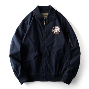 Blouson de baseball décontracté pour homme avec logo personnalisé en relief, poignets côtelés, style workwear américain, respirant, antibactérien, grandes tailles - Product Image 3