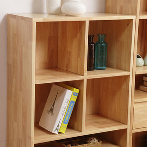 Xiuyuan Spring Scenery <b>Solid</b> <b>Wood</b> <b>Bookcase</b> Four Layer Modular Storage Cabinet Natural <b>Wood</b> Color Study Room Bookshelf - Product Image 3