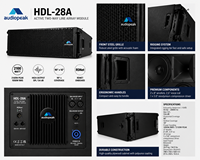 Système de sonorisation actif extérieur étanche AUDIOPEAK HDL-28A, 1100W, double haut-parleur 8 pouces, 2 voies, néodyme, plastique, portable, pour scène