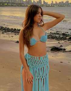 Set Top e Gonna in Macramè Fatto a Mano per Donne, Copricostume Estivo Boho Senza Schienale per Feste e Spiaggia - Product Image 1