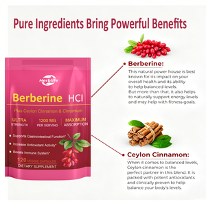 Capsules végétaliennes OEM de berbérine HCL 1200mg avec cannelle de Ceylan et <span class=keywords><strong>chrome</strong></span>, très vendues, pour le soutien métabolique – Complément <span class=keywords><strong>alimentaire</strong></span> - Product Image 5