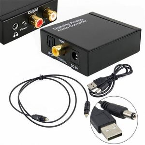 Adaptateur de convertisseur audio numérique vers analogique <span class=keywords><strong>RCA</strong></span> L/R de grande taille avec port <span class=keywords><strong>jack</strong></span> AUX 3.5mm 1m câble coaxial optique Toslink fibre SPDIF - Product Image 1