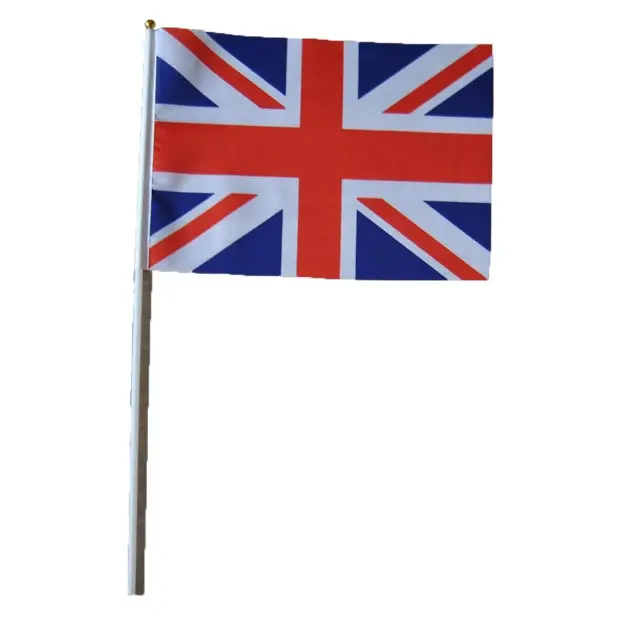 Custom Handheld Stick Flag Personalized Print Image Logo Text Anything Mini National Flag Sport UK Polyester Hand Flags