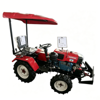 Tractor Agrícola Multifuncional de 4 Ruedas con Techo de Lona y Rotocultivador para Labrar, Desherbar, Cavar Zanjas, Nivelar Terrenos y Planificar Terrenos