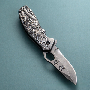 Cuchillo Plegable con Diseño Creativo <span class=keywords><strong>de</strong></span> Lobo Tallado, Portátil, Multiusos, para Camping, Táctico, <span class=keywords><strong>de</strong></span> Supervivencia - Product Image 5