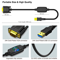 Menyesuaikan merek baru DC USB 3.0 ke kabel VGA 1.8 Meter laki-laki ke laki-laki untuk Laptop digunakan pada Windows 11/10/8.1/8/7 (bukan untuk Mac)