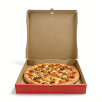 Caja de Pizza SP3962 de Papel Kraft Rojo Premium, Ecológica, Corrugada, con Logotipo Personalizado, Reciclable, para Comida para Llevar