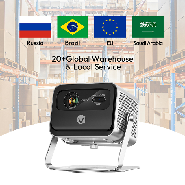 For BYINTEK V80 Portable 4K Home Theater Projector Native 1920*1080P DLP 2200 ANSI Adjustable-Warehouse SA/BR/RU/EU