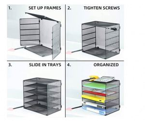 Office Home or School Metal File Letter Organizer with 5 <b>Trays</b> <b>Paper</b> Sorter Desk Organizer - Product Image 4